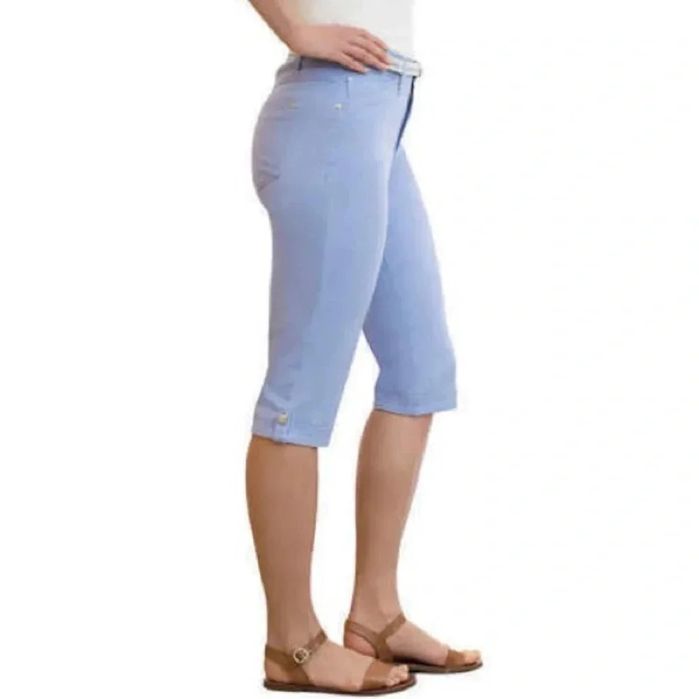 Gloria Vanderbilt Womens Lillian Skimmer Capri Pants w/Belt - Picture 2 of 7